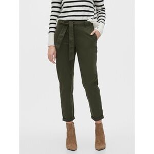 Banana Republic Mid Rise Cropped Chino Pant with Tie - Peat Green